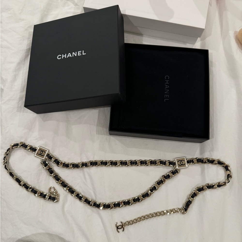 CHANEL Gold and Black Chain Necklace